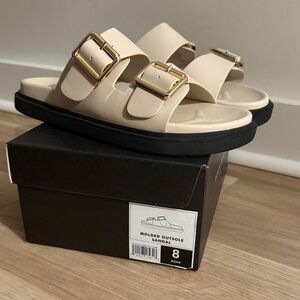 Banana Republic Beige Sandals with Gold Buckles